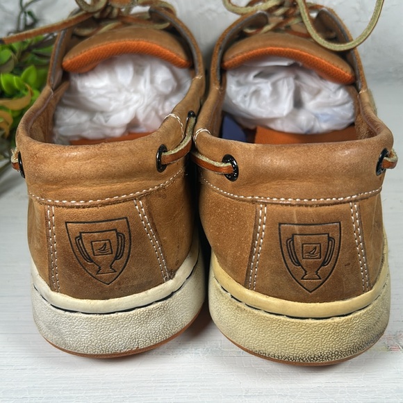 Sperry Men’s Top Sider Leather Boat Shoes Leather Ties Rubber Soles Size 11 M - Picture 5 of 12
